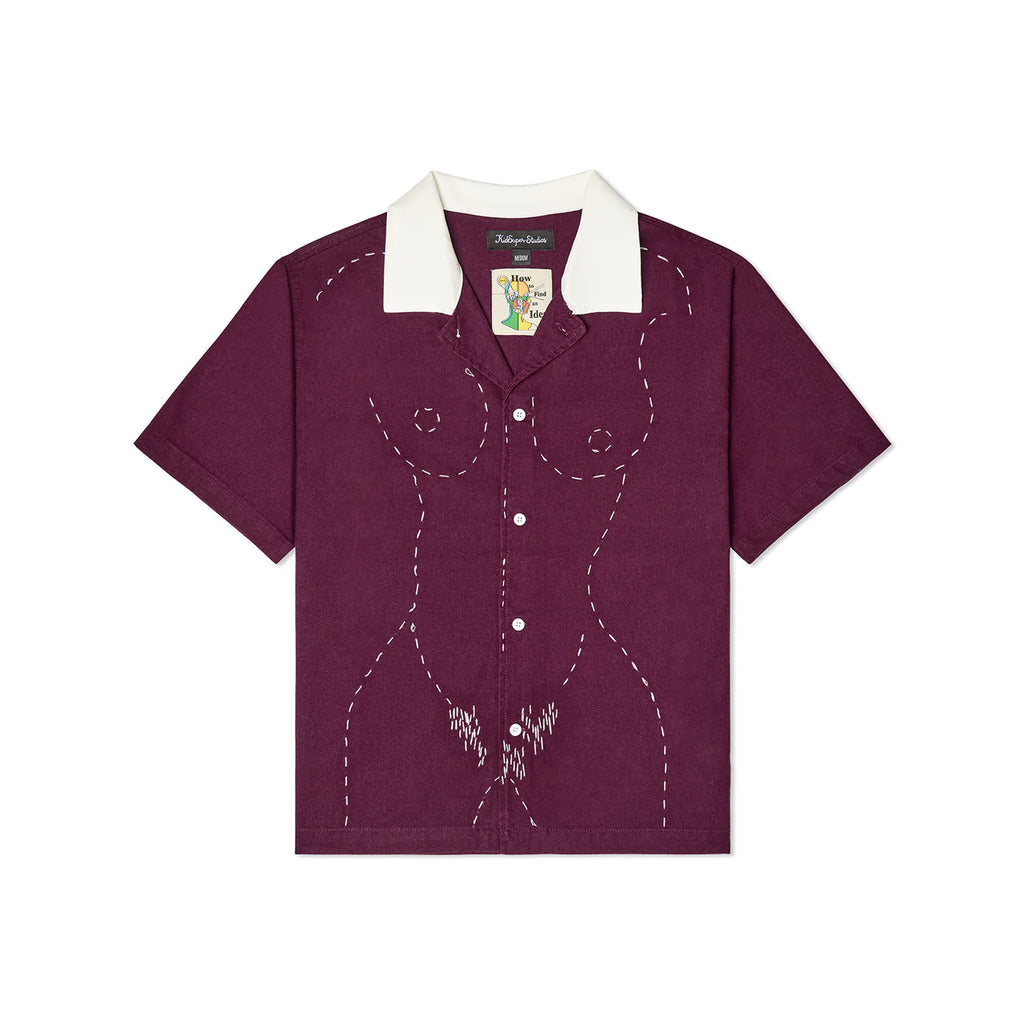 [Purple-Wine] Embroidered Figure Shirt