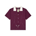 [Purple-Wine] Embroidered Figure Shirt