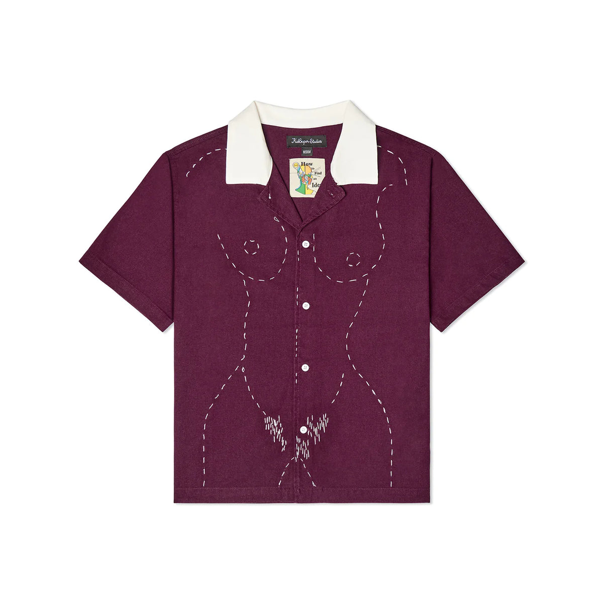 [Purple-Wine] Embroidered Figure Shirt