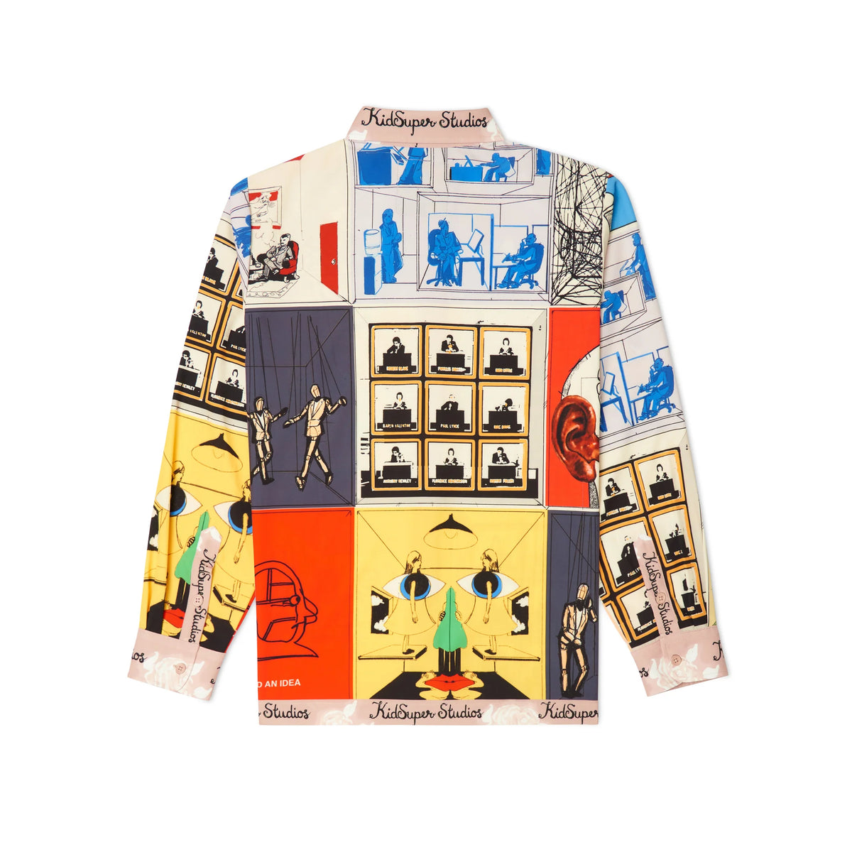 [Multicolor] Printed Satin Button Down Shirt