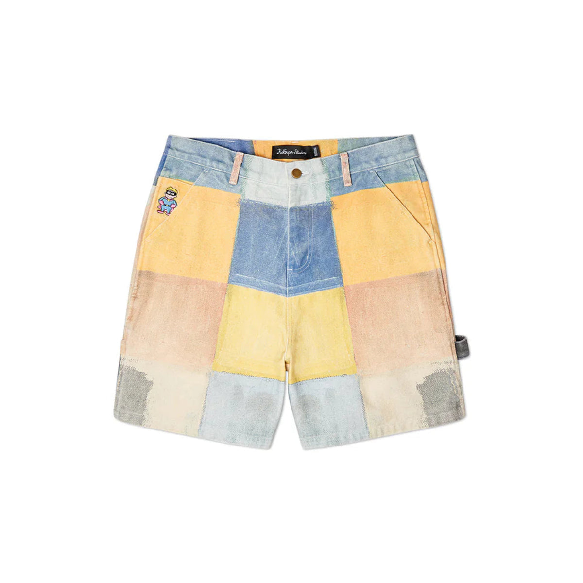 [Multicolor] Checkered Painted Printed Short