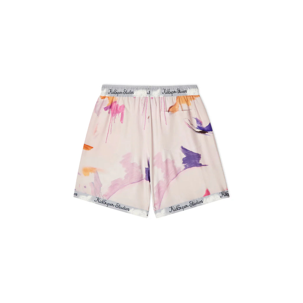 [Pink-Multi] Printed Satin Shorts