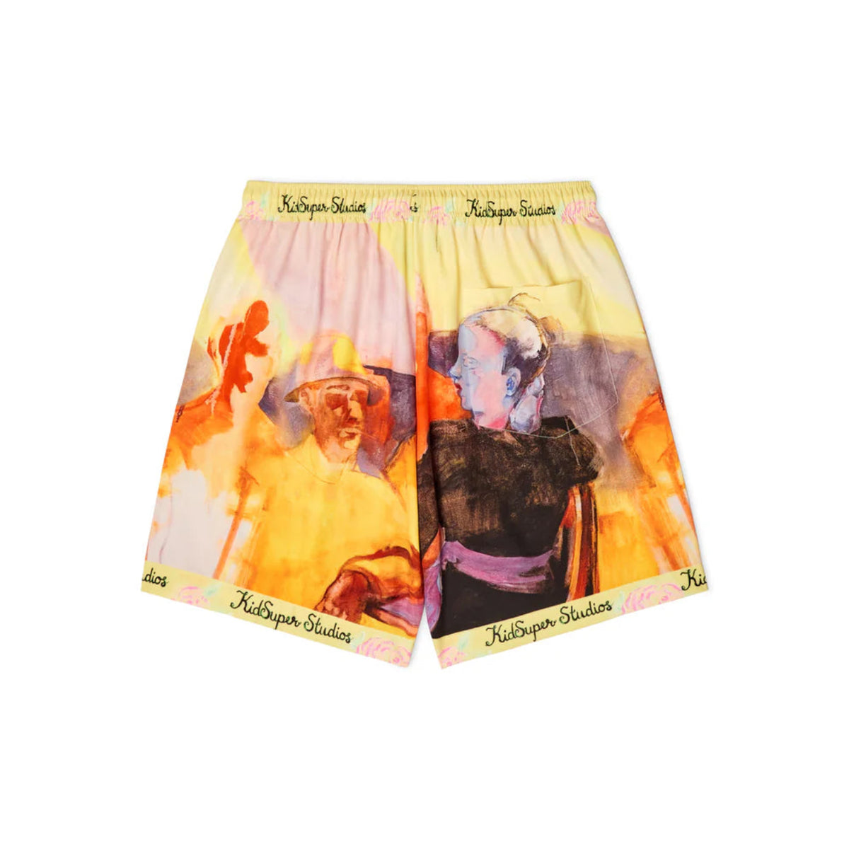 [Yellow] Printed Satin Shorts