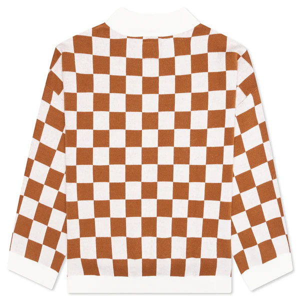 [BROWN] Checkered Soccer Sweater