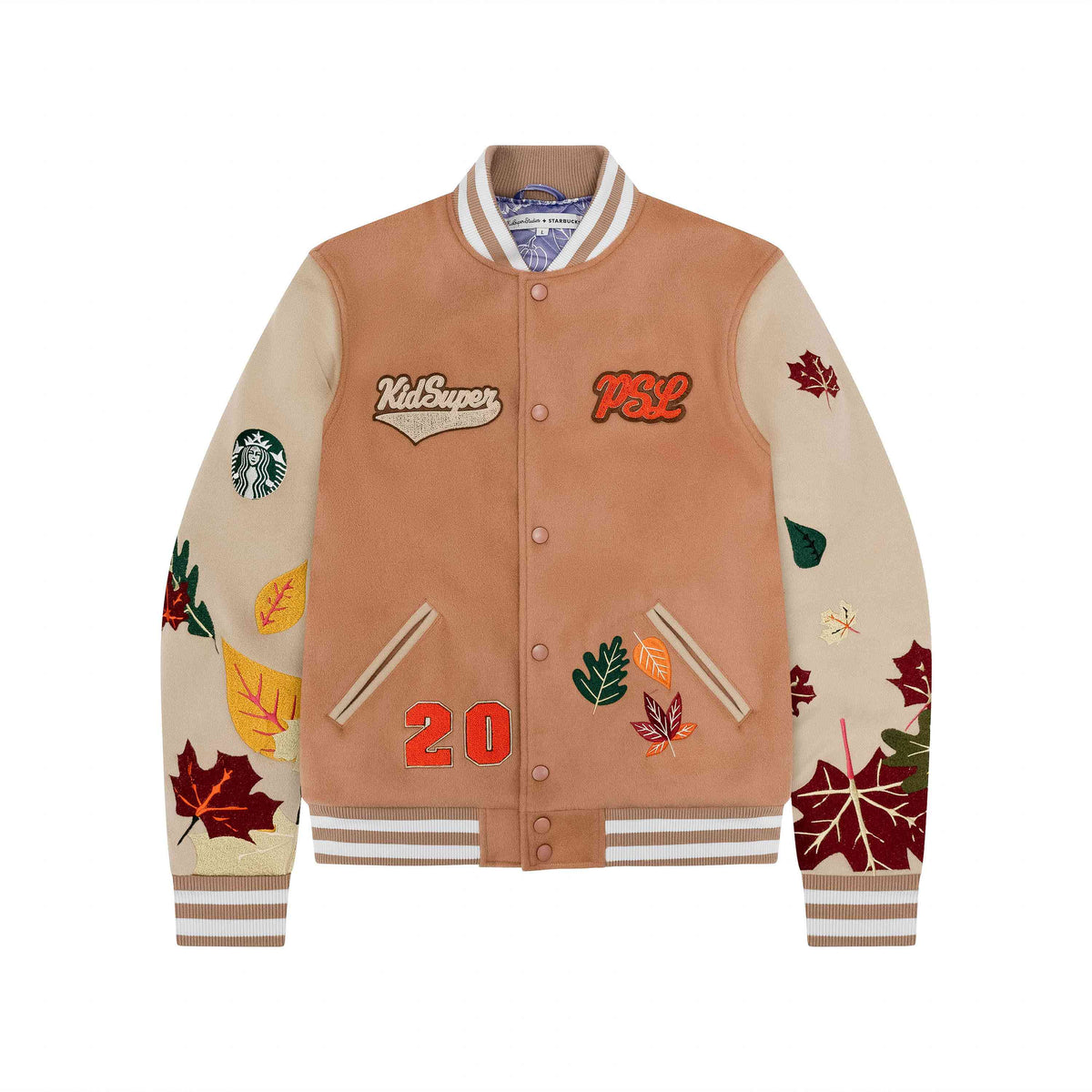 [MULTICOLOR] STARBUCKS PUMPKIN SPICE LATTE x KIDSUPER CLUB VARSITY JACKET