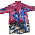 [RED-BLUE] PAINTED Jump Rope LONG REVERSIBLE PUFFER