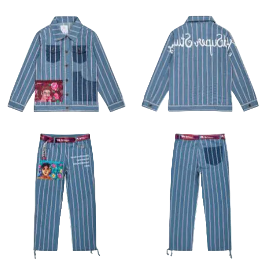 [BLUE-Denim] Pinstripe Denim Jeans (Painted Pocket)