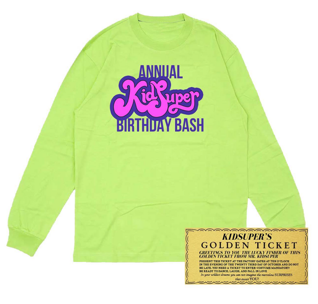 [Green/Lime Green] Happy Birthday KIDSUPER 2021! Birthday Long Sleeve Tee
