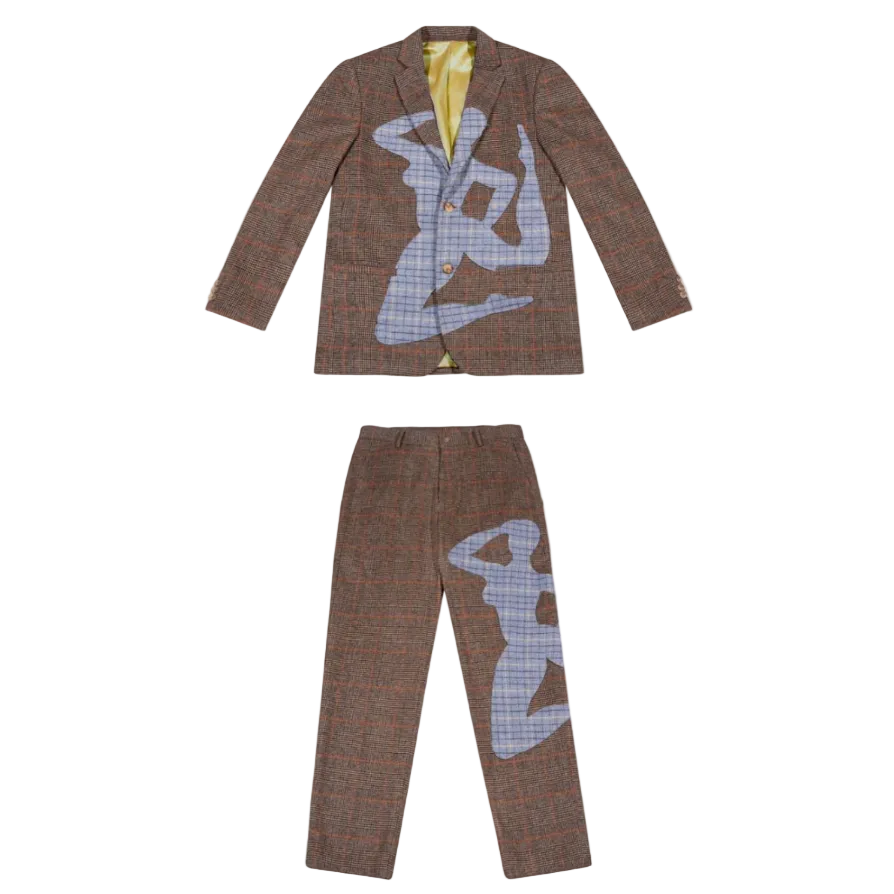 [BROWN-BLUE] RUNNER PLAID SUIT Top