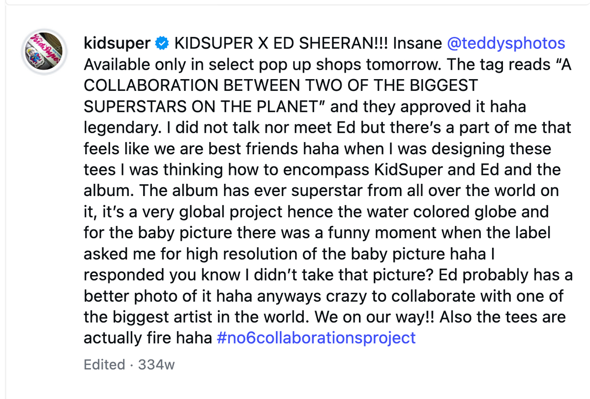 [Purple] ED SHEERAN x KIDSUPER NO 6 TOUR TEE - BABY ED