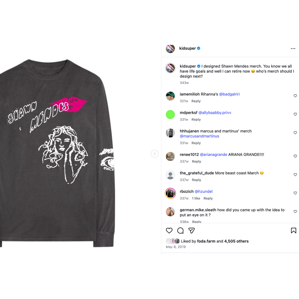 [GREY] SHAWN MENDES X KIDSUPER SKETCH LONG SLEEVE TEE