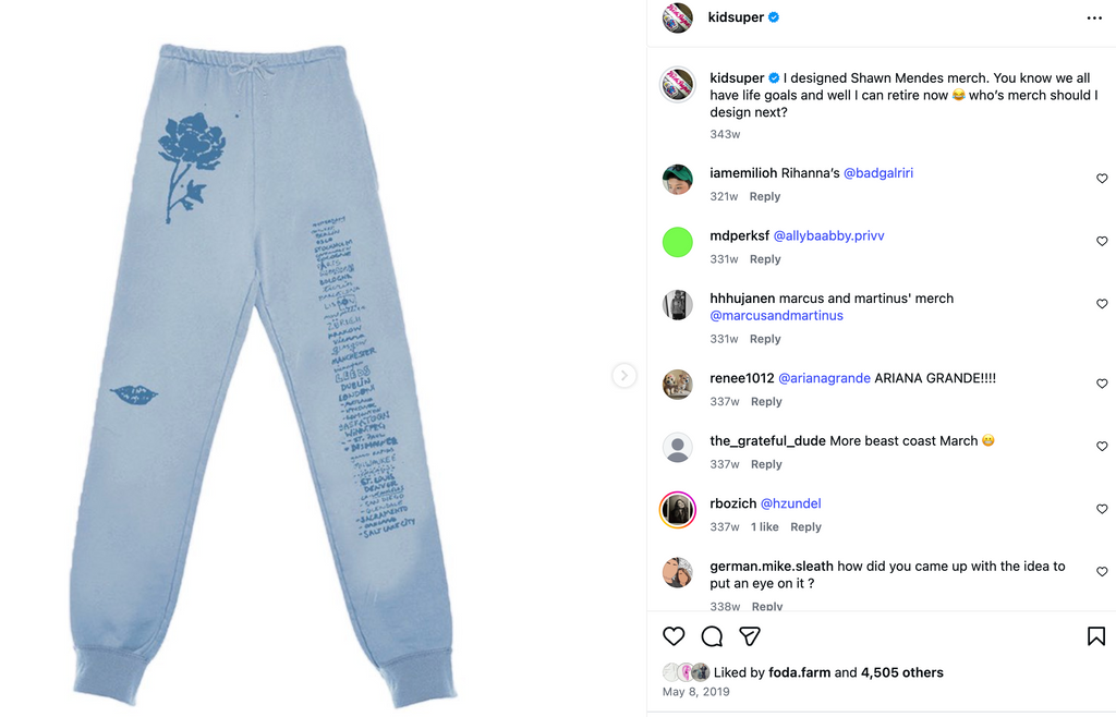 [BLUE-GREY] SHAWN MENDES x KIDSUPER THE TOUR SKETCH SWEATPANTS