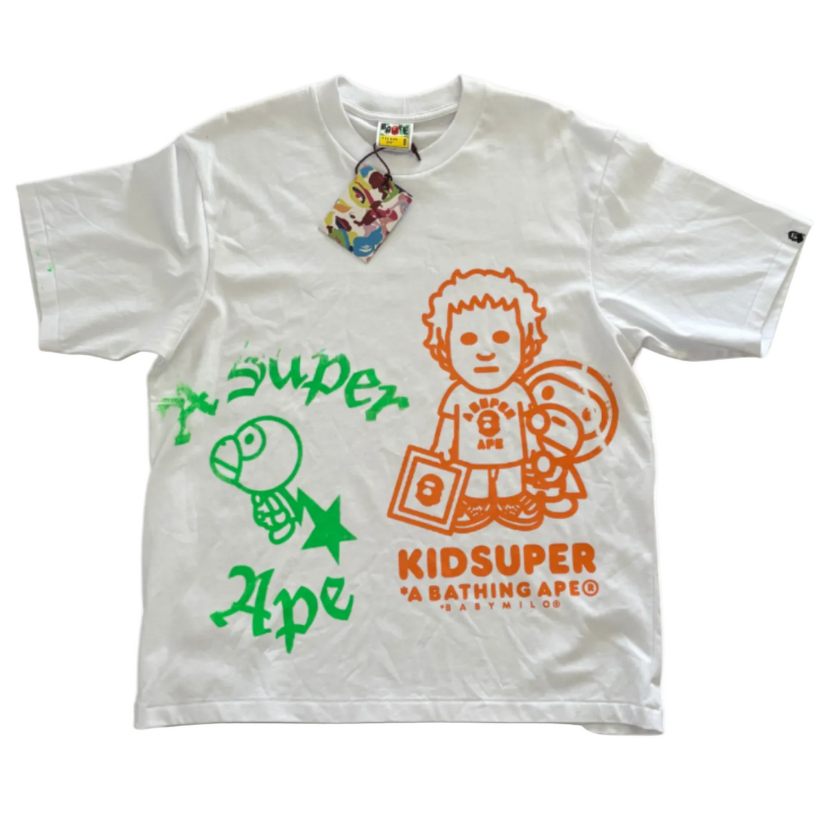 [WHITE] BAPE X KIDSUPER ORIGINAL - A SUPER APE & BABY MILO TEE