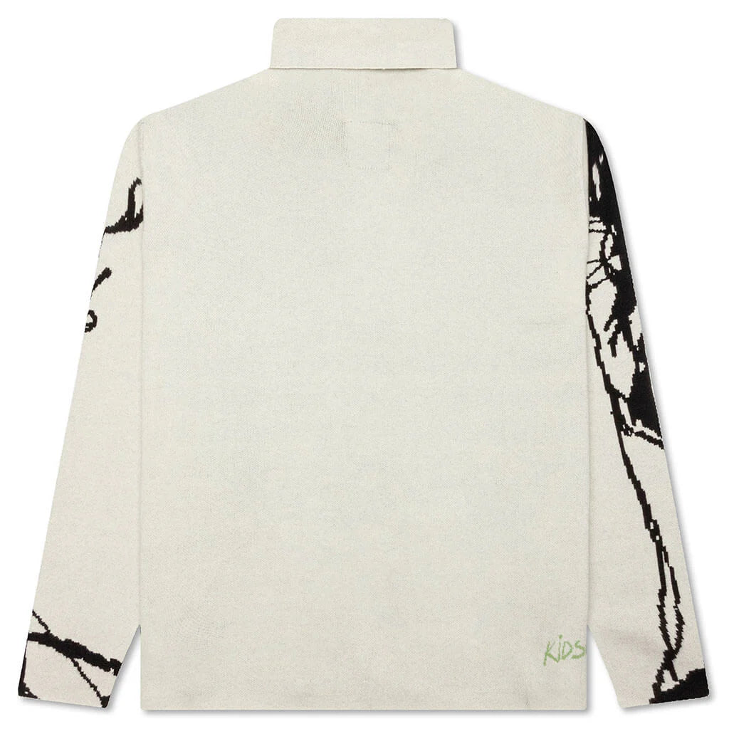 [WHITE] SCRIBBLE WOMEN SWEATER