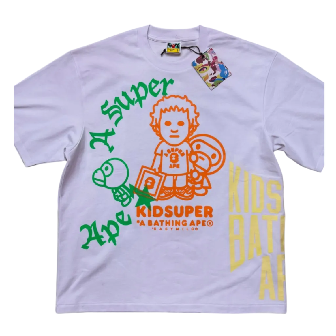 [WHITE] BAPE X KIDSUPER ORIGINAL - A SUPER APE & BABY MILO TEE