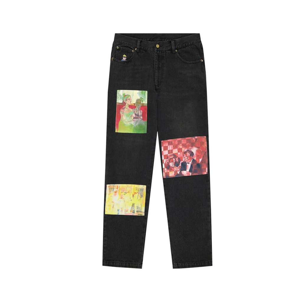 [Black] Patchwork Denim