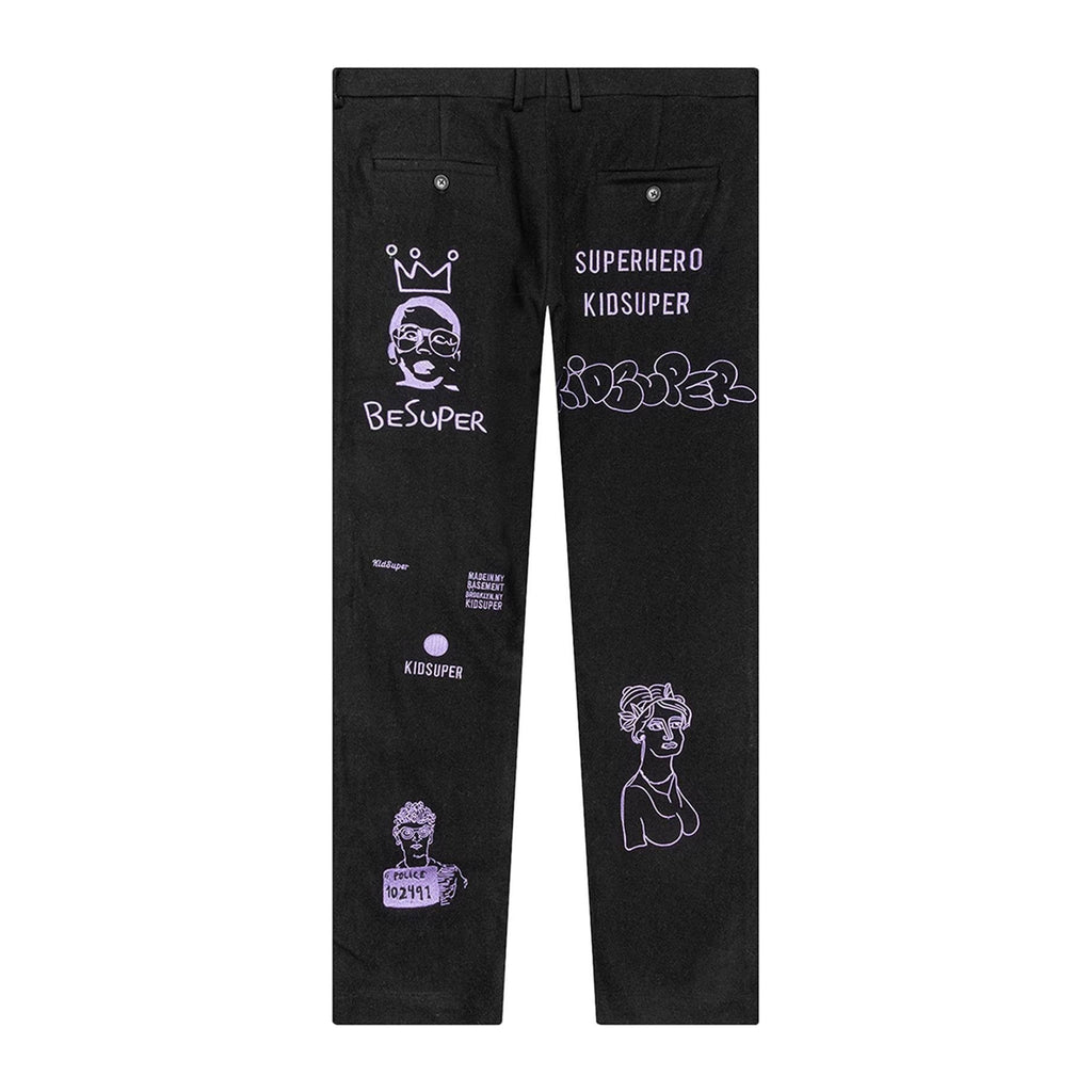 [Black-PURPLE] Embroidery Suit Bottom