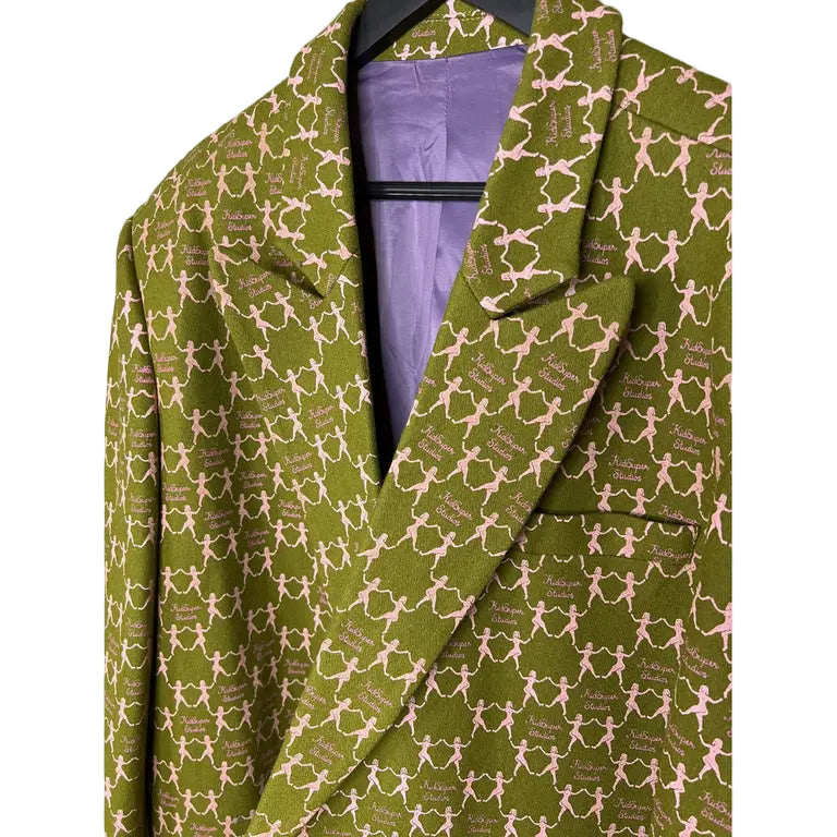 [GREEN/OLIVE-PINK] DANCING LADIES LONG COAT