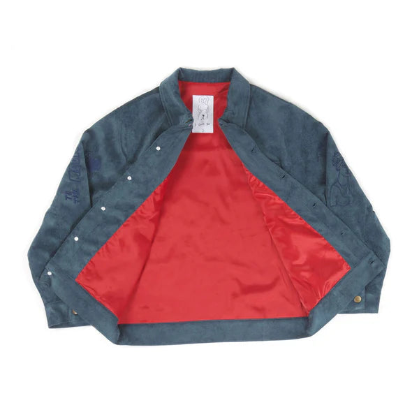 [BLUE] Embroidered Doodle Cord Jacket