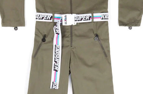 [White] Plastic Elastic Logo Belt