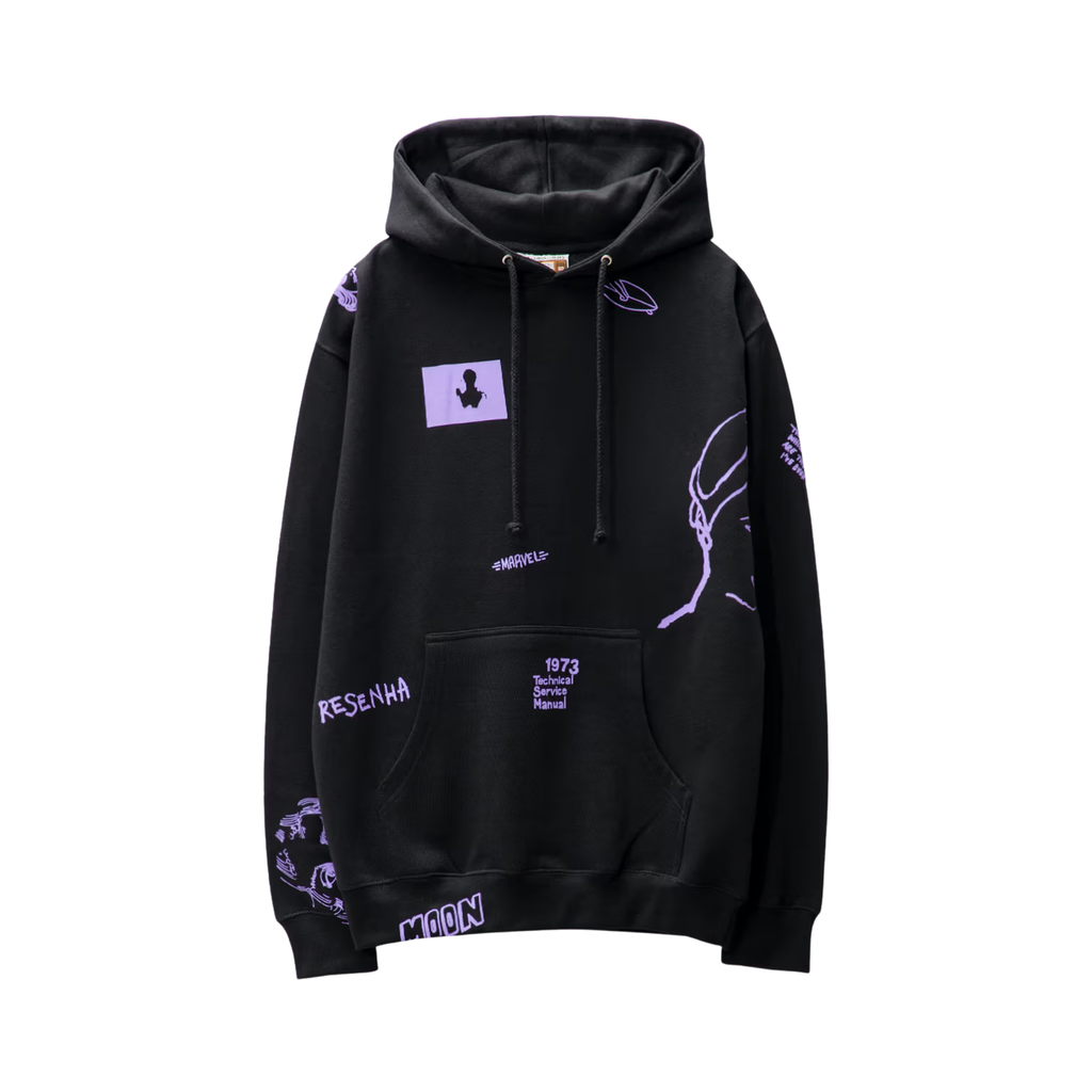 [Black-Purple] Embroidery All Over Hoodie