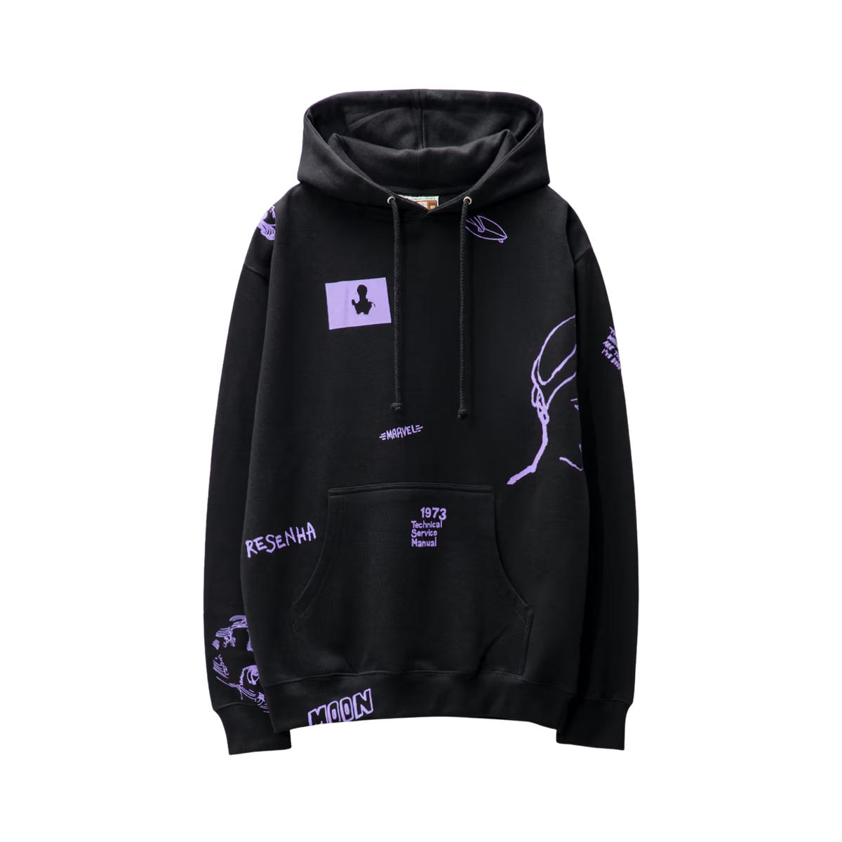 [Black-Purple] Embroidery All Over Hoodie
