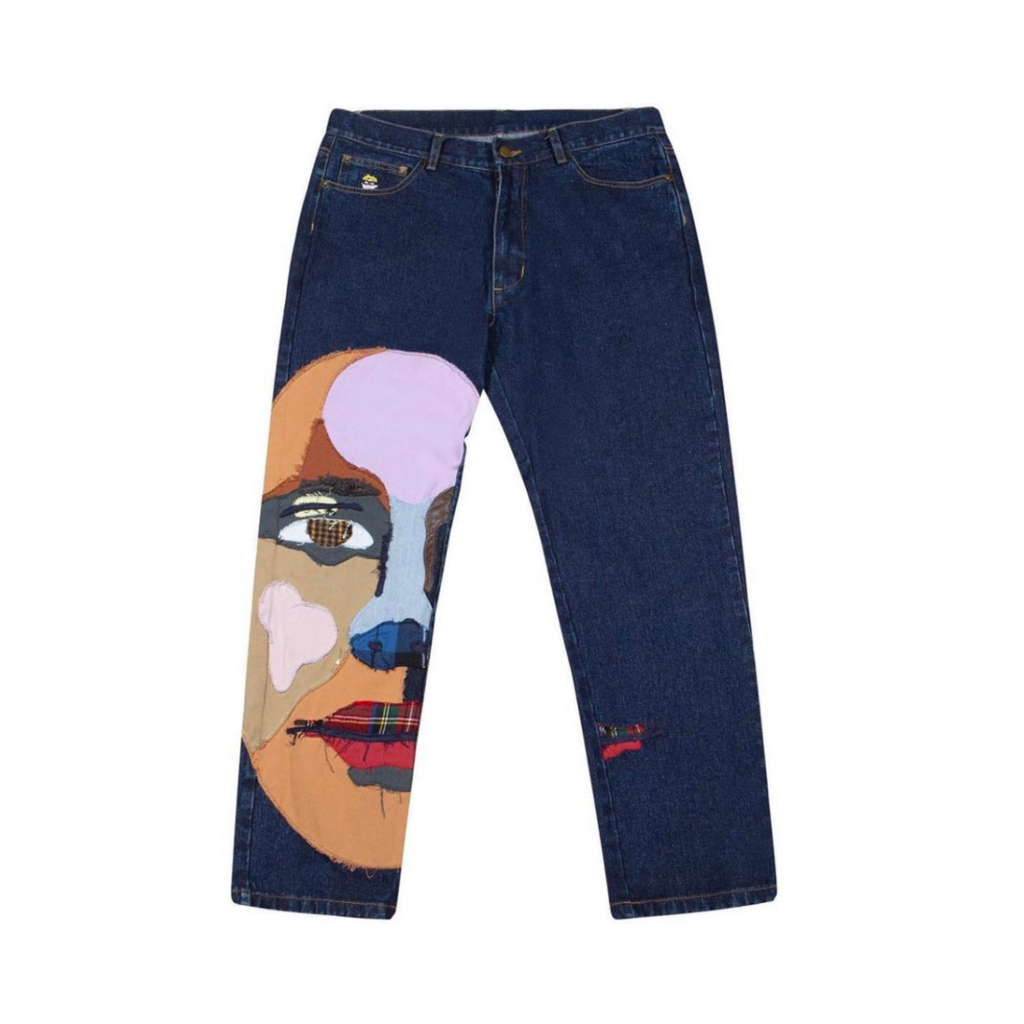 [Blue-Denim] Stitched Face Denim Jeans
