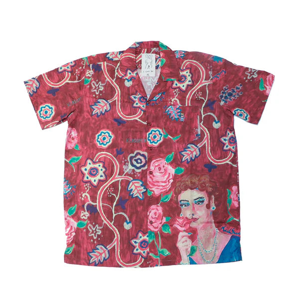 [RED] Hawaiian Painted Lady Button Down SHIRT