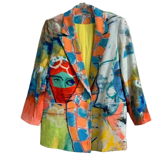 [MULTICOLOR] ALICE AND OLIVIA Denny x KidSuper Printed Boyfriend Suit Top