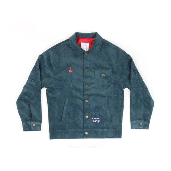 [BLUE] Embroidered Doodle Cord Jacket