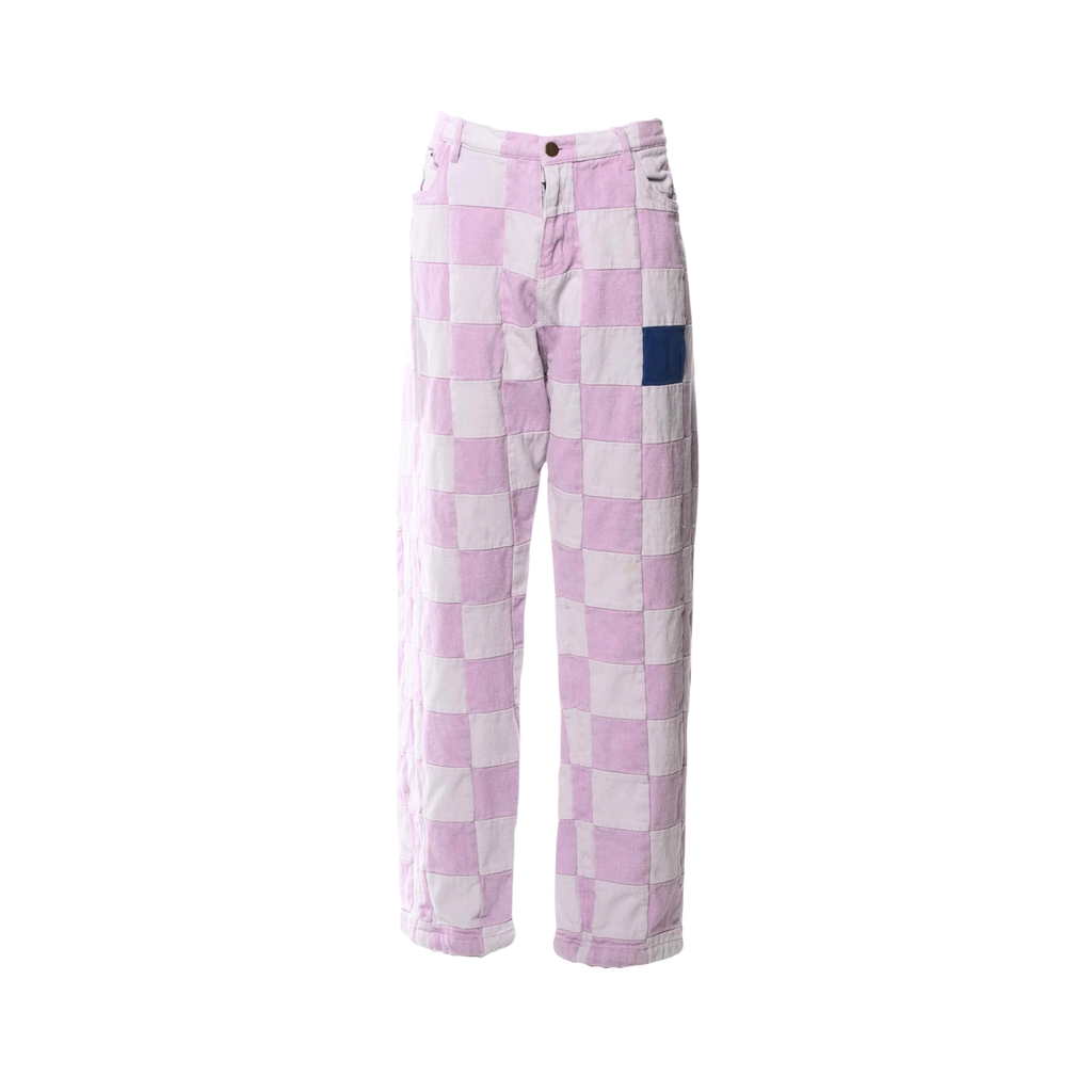 [Pink]  Checkered Jean Pant