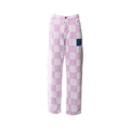 [Pink]  Checkered Jean Pant