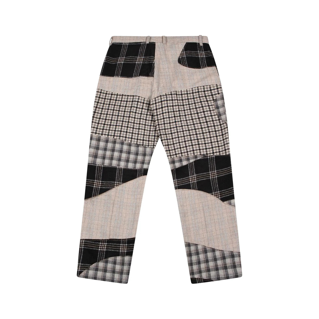 [Grey] Stitched Plaid Patch Suit Bottom