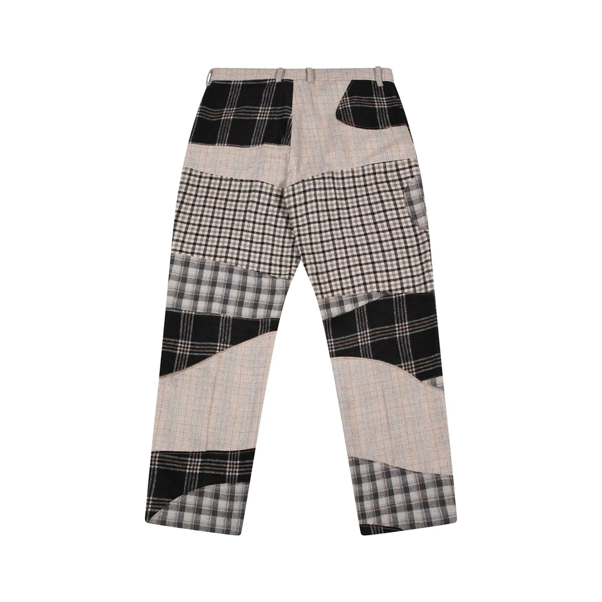 [Grey] Stitched Plaid Patch Suit Bottom