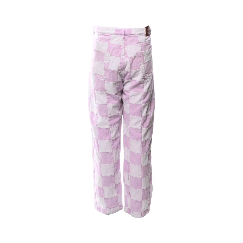 [Pink]  Checkered Jean Pant