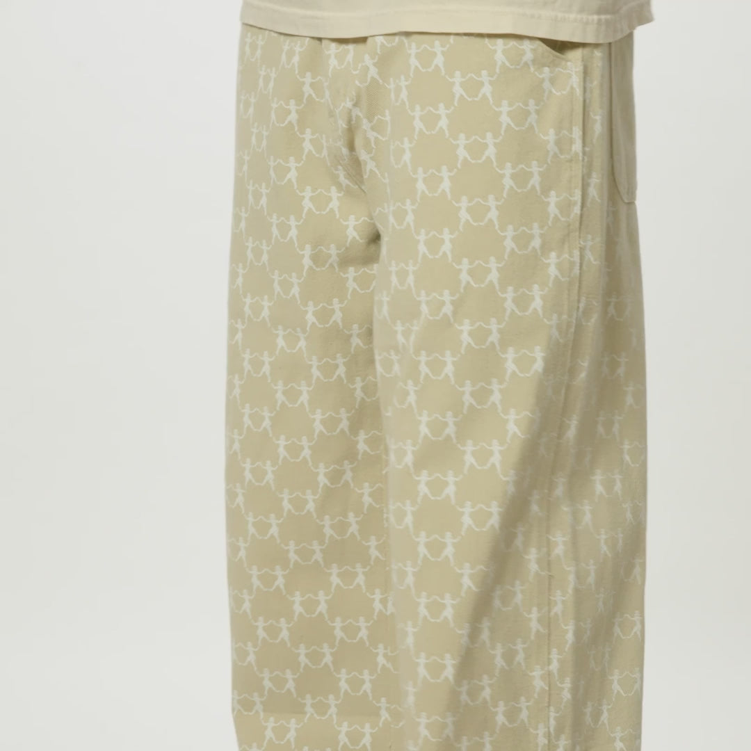 [Cream-Tan] Dancing Ladies Print Pant