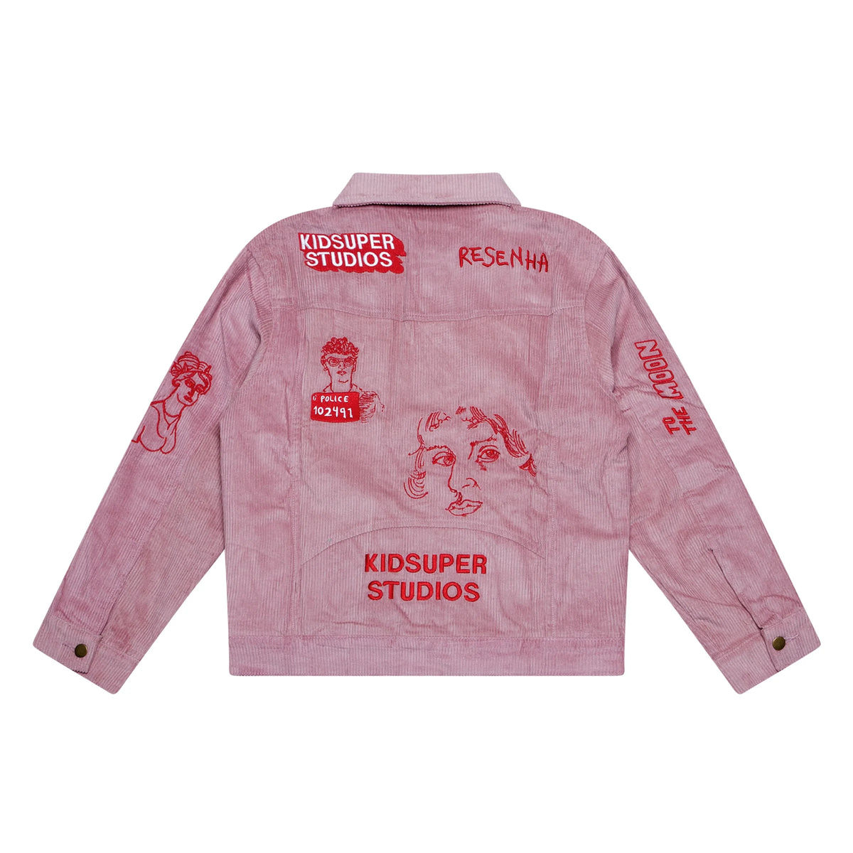[RED] Embroidery Doodle Thick Cord Jacket