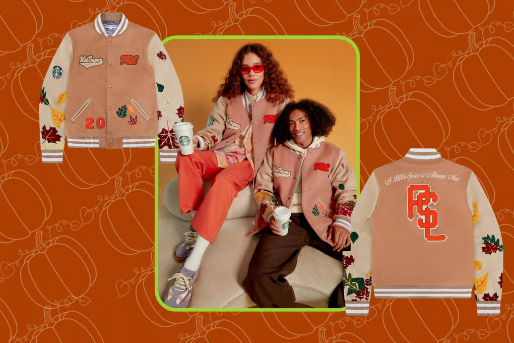 [MULTICOLOR] STARBUCKS PUMPKIN SPICE LATTE x KIDSUPER CLUB VARSITY JACKET