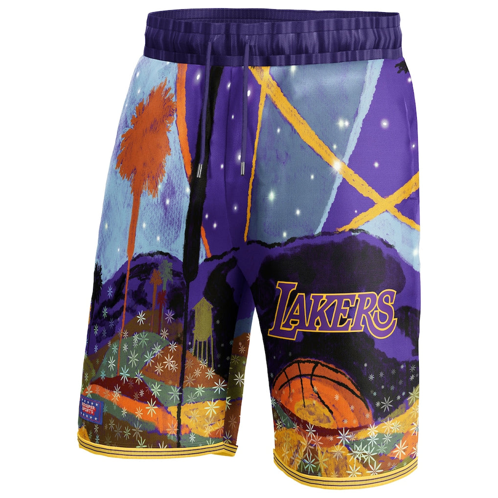 [PURPLE-MULTICOLOR] NBA X KIDSUPER Los Angeles Lakers Shorts