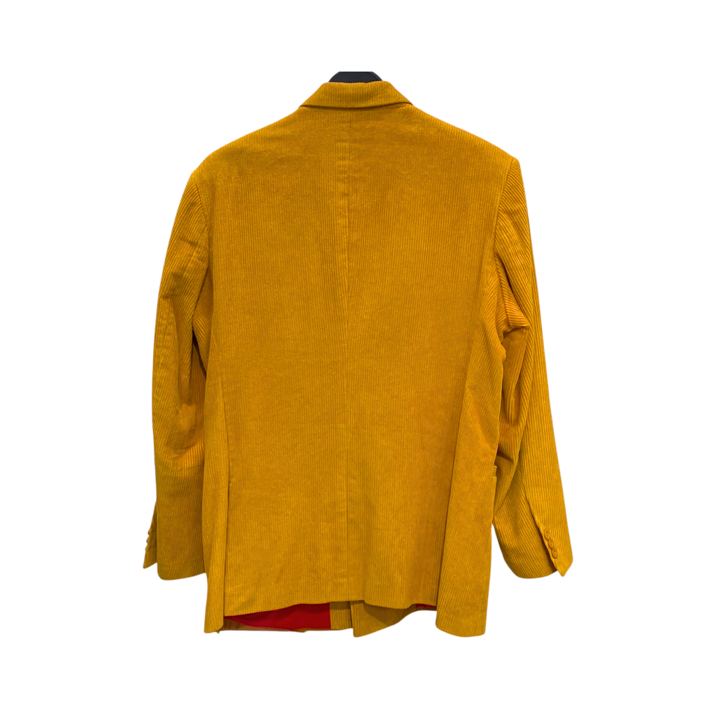 [Yellow] Corduroy Faces Graphic Print Suit Top
