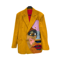 [Yellow] Corduroy Faces Graphic Print Suit Top